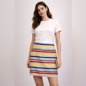 J.CREW jacquard colorful stripped pencil skirt